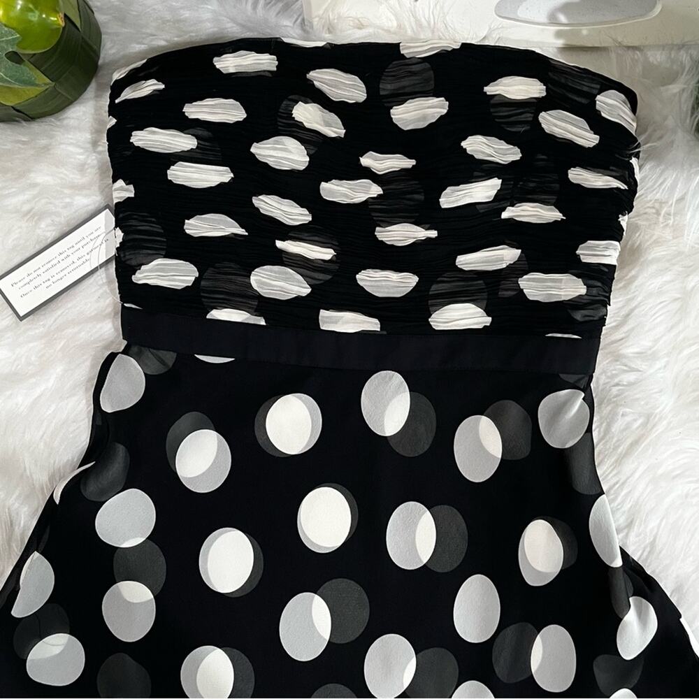 NEW Ann Taylor Silk Ruched A-line Fit Flare Strapless Polka Dot Midi Dress 2 NWT - Picture 9 of 16